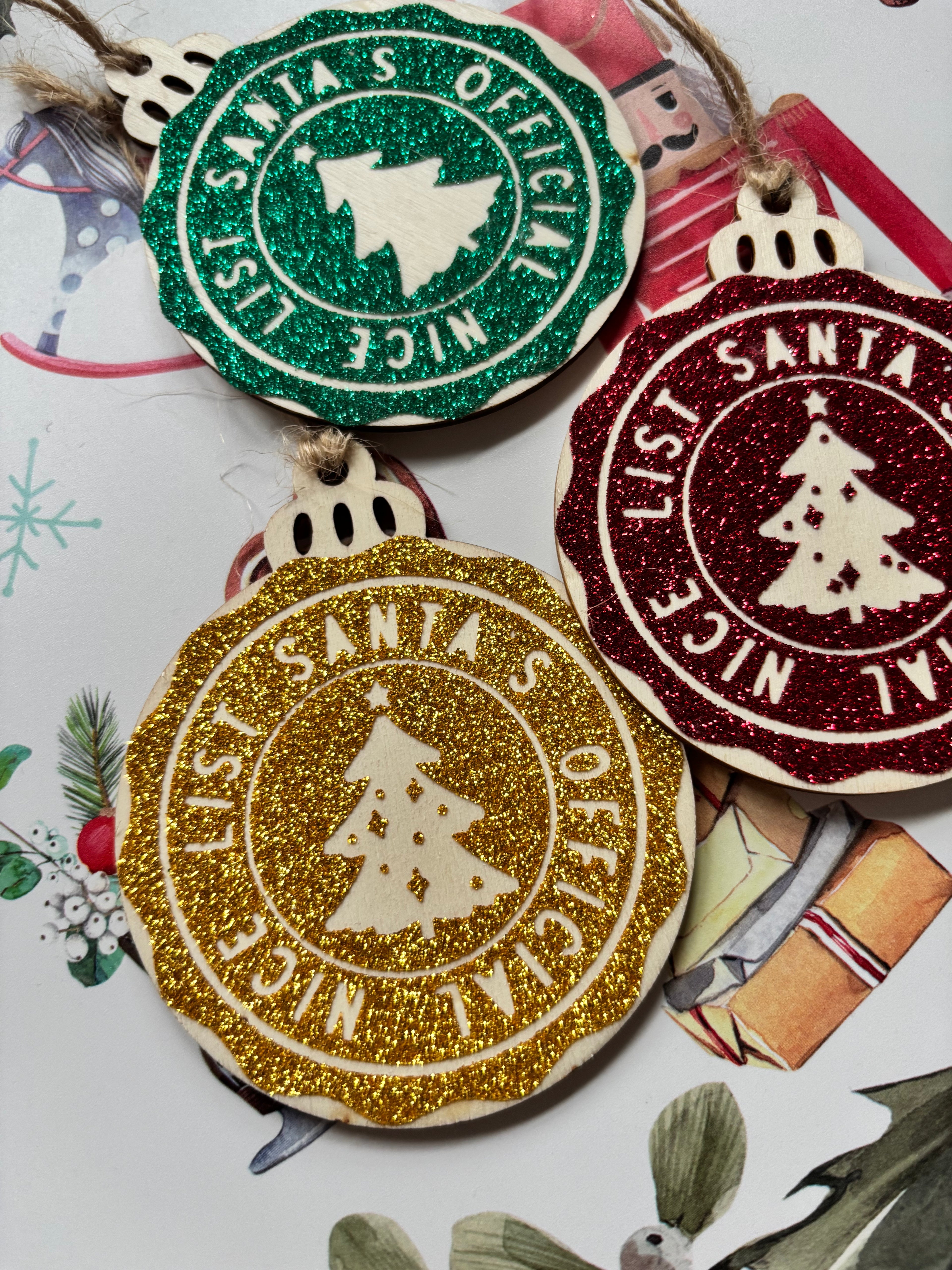 Official nice list wooden bauble
