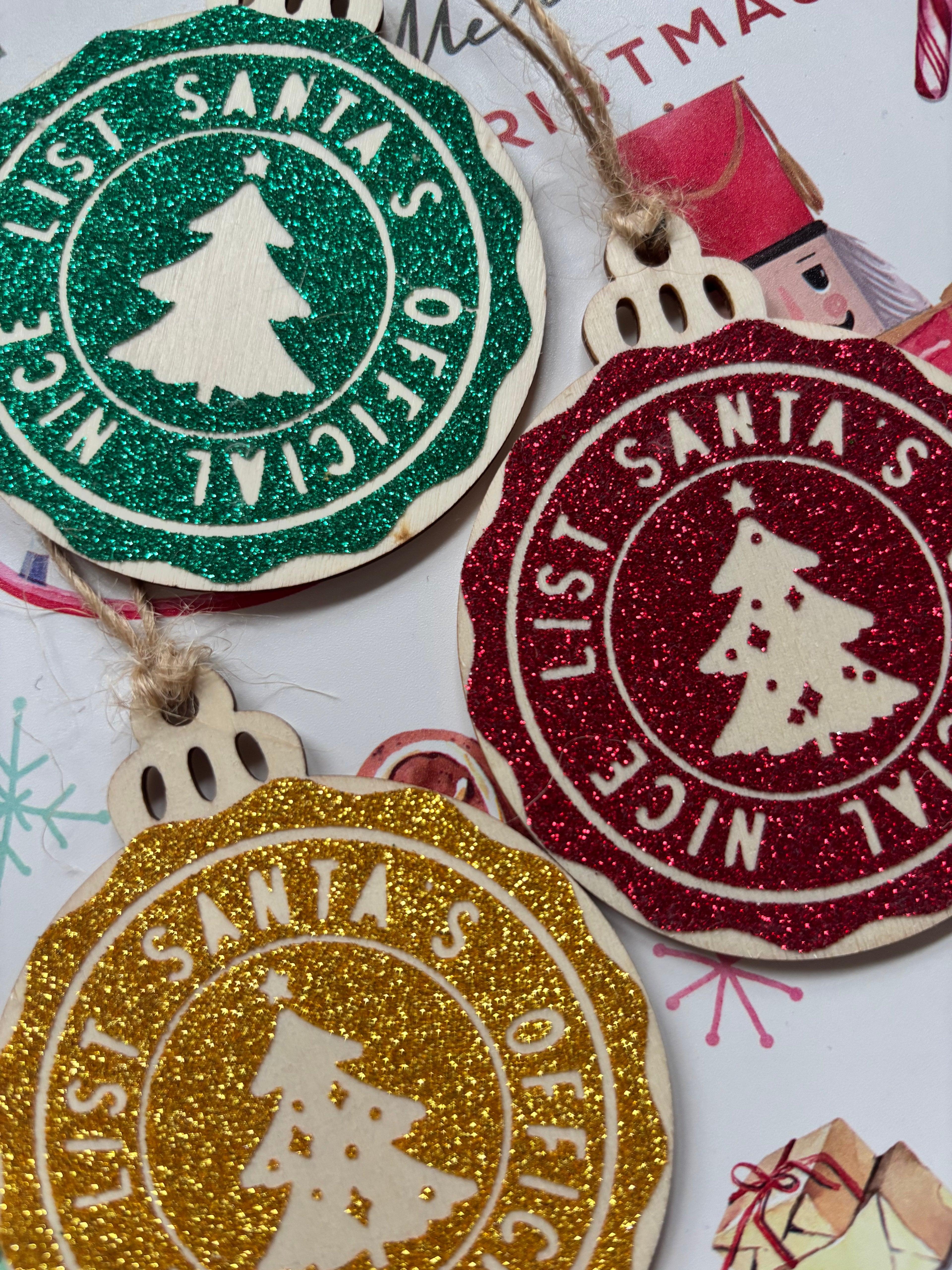 Official nice list wooden bauble